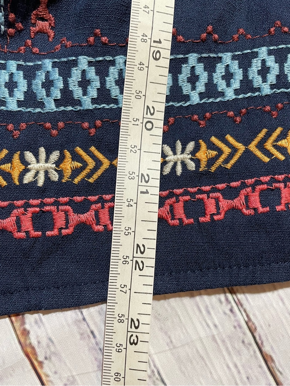 THML embroidered boho top. Navy Blue. Size M - Picture 8 of 9